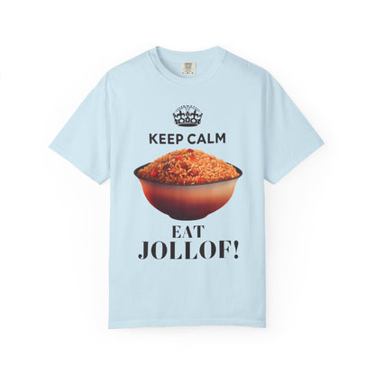 Keep Calm Eat Jollof T-Shirt, Unisex Fun Tee, Gift for Foodies, Casual Wear, Cultural Apparel, Summer Festival Shirt