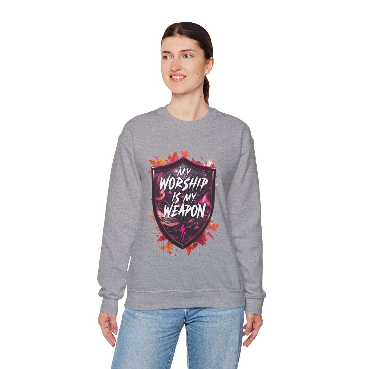 Inspirational Crewneck Sweatshirt - My Worship is My Weapon, Cozy Spiritual Gift, Faith Apparel, Unisex Sweatshirt for Worship & [...]