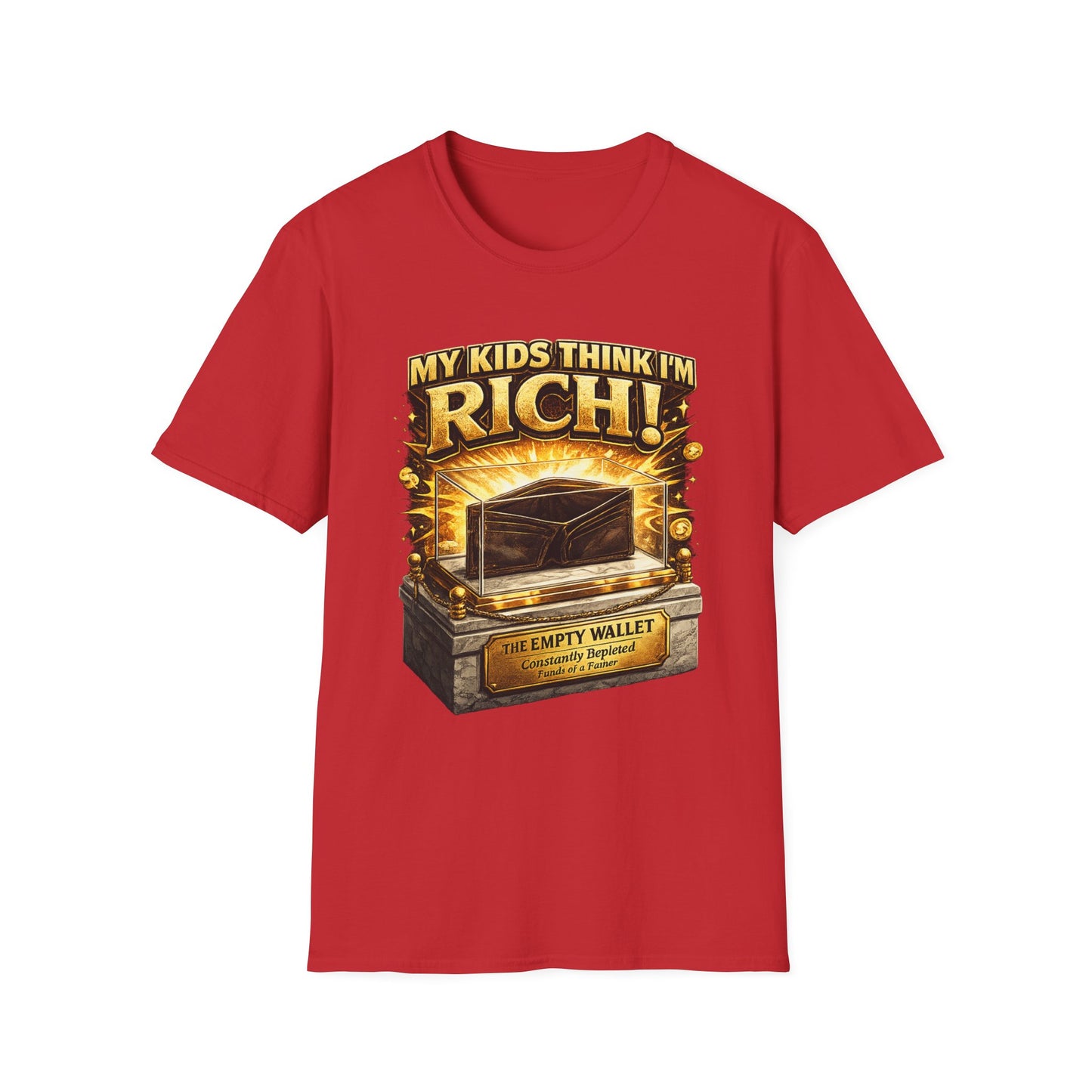 My Kids Think I'm Rich T-Shirt — Funny Parent Tee with Empty Wallet Design