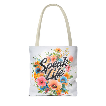 Floral Inspirational Tote Bag - 'Speak Life' Design, Motivational Gift, Carry-all Bag for Women, Eco-Friendly Shopping, Mother's Day, [...]