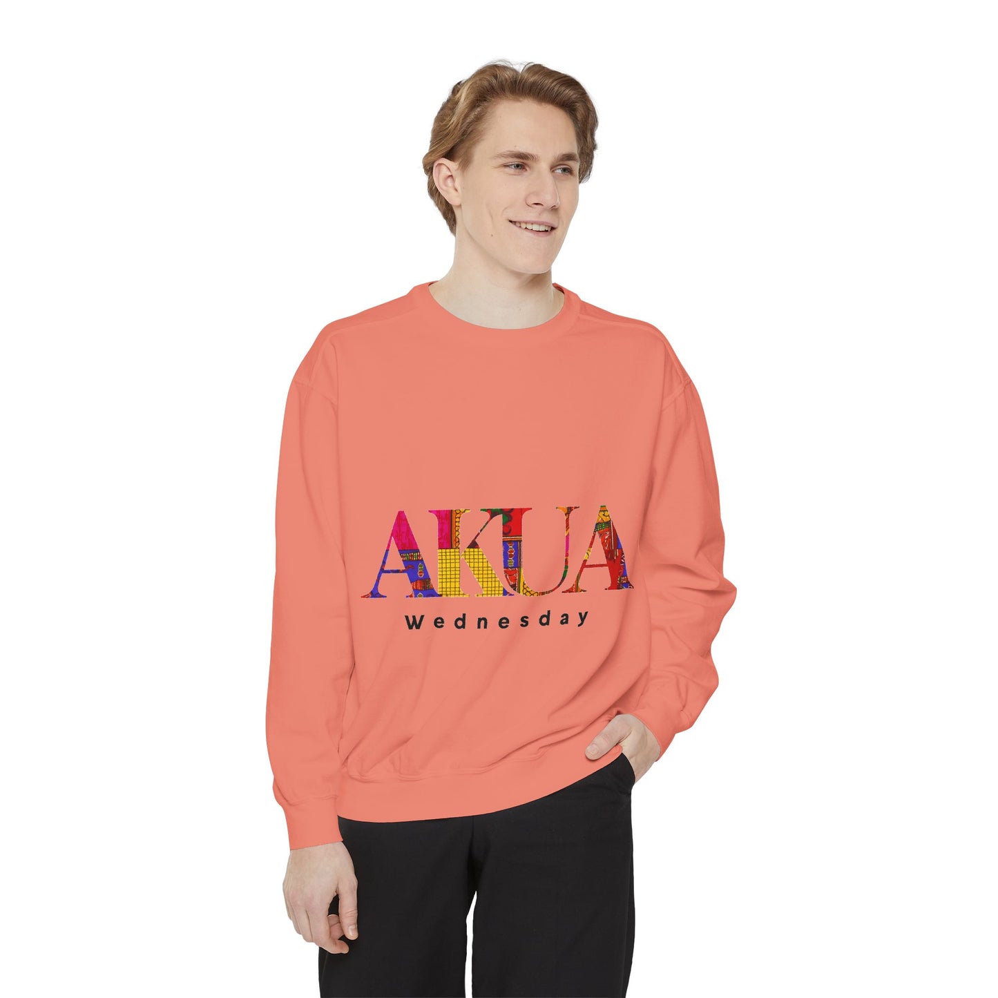 Garment-Dyed Sweatshirt with 'AKUA Wednesday' Design - Cozy Unisex Style, Perfect for Casual Wear, Gifts, and Everyday Comfort