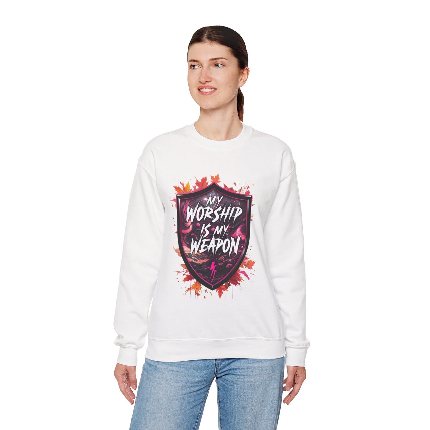 Inspirational Crewneck Sweatshirt - My Worship is My Weapon, Cozy Spiritual Gift, Faith Apparel, Unisex Sweatshirt for Worship & [...]
