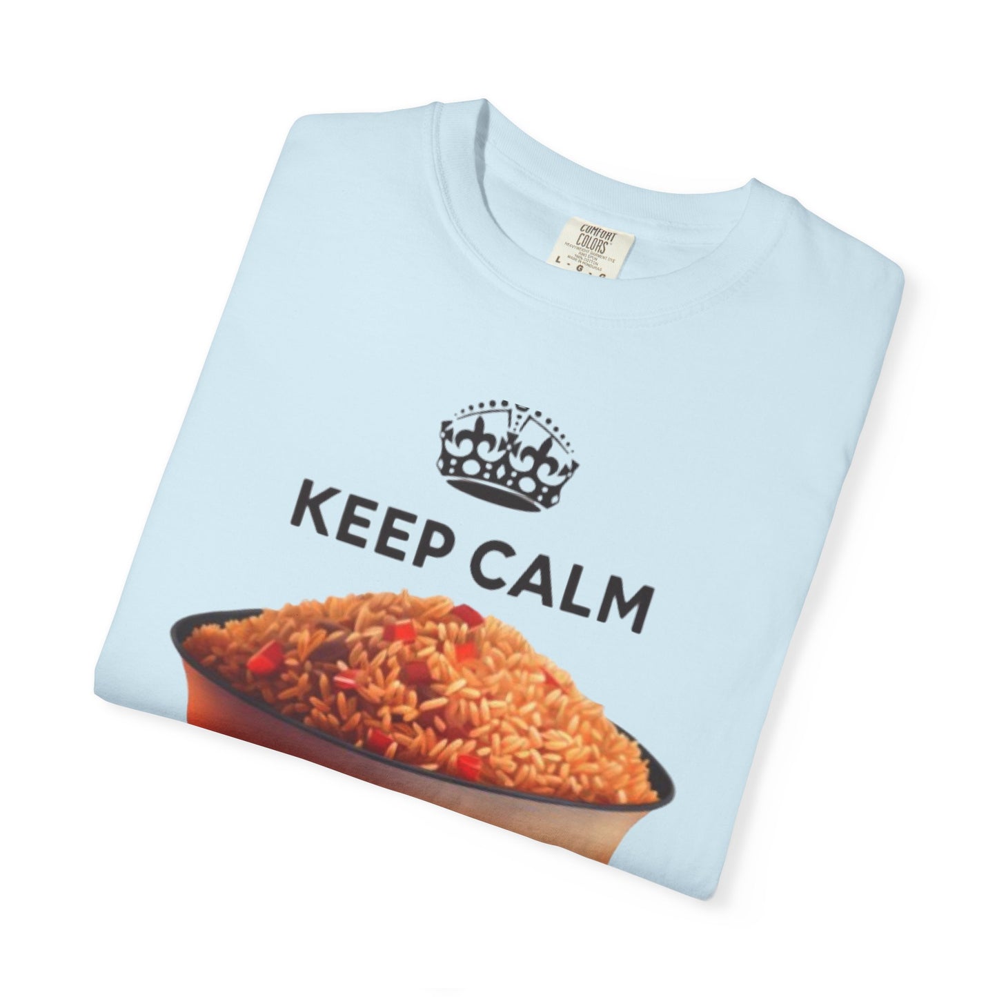 Keep Calm Eat Jollof T-Shirt, Unisex Fun Tee, Gift for Foodies, Casual Wear, Cultural Apparel, Summer Festival Shirt