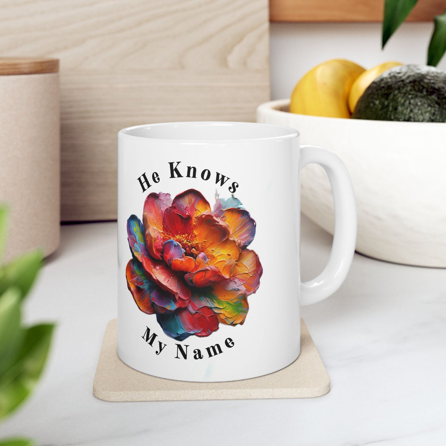 Colorful Floral Ceramic Mug - He Knows My Name, Inspirational Gift for Tea & Coffee Lovers, Unique Birthday Present, Encouragement [...]