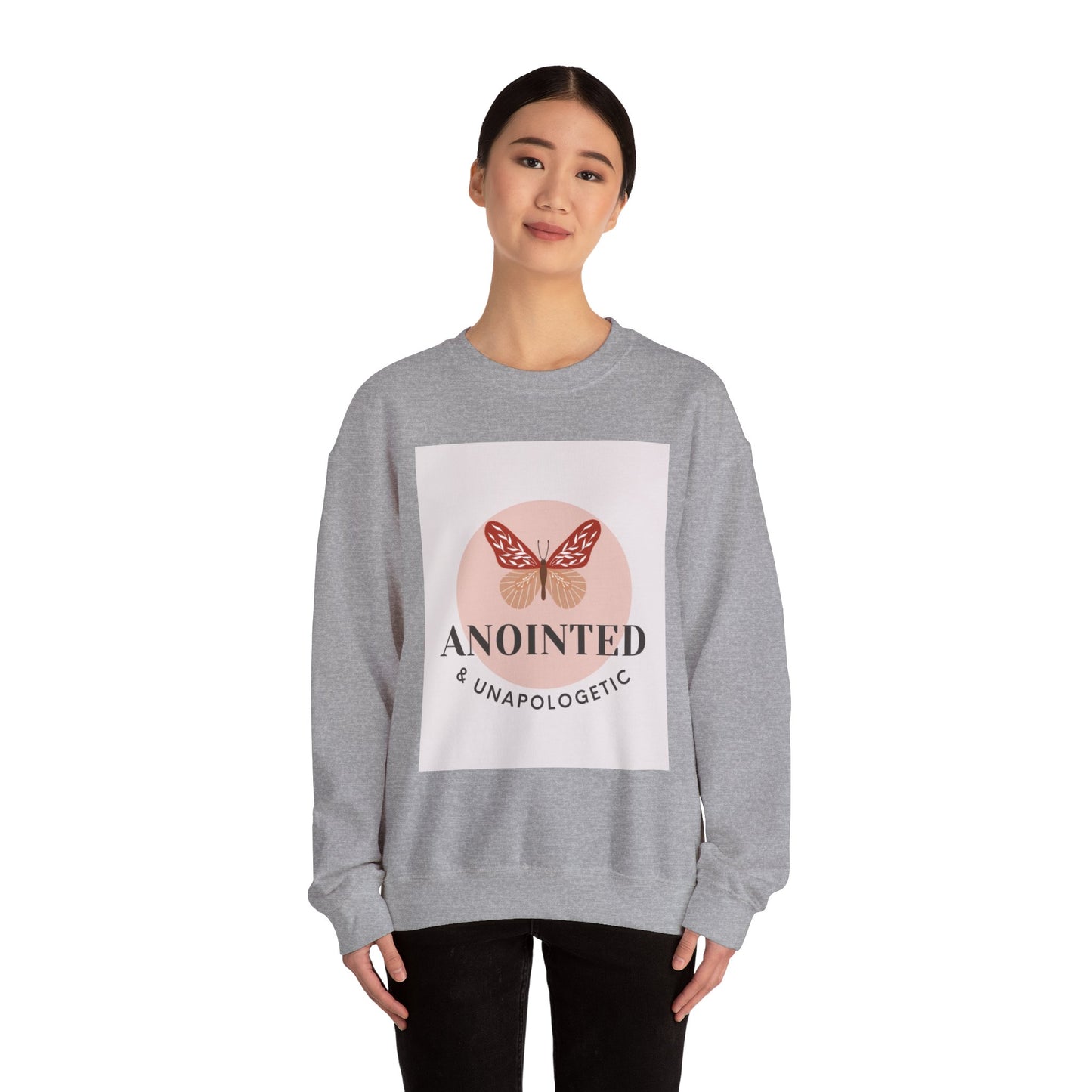 Butterfly Graphic Sweatshirt - Anointed & Unapologetic, Cozy Apparel, Gift for Her, Inspirational Fashion, Fall Outfit