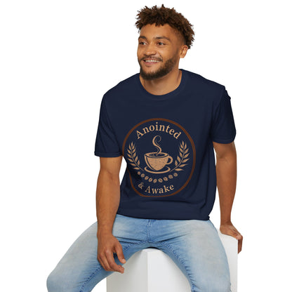 Anointed & Awake Coffee Lover T-Shirt, Unisex Tee, Gift for Coffee Enthusiasts, Casual Wear, Unique Coffee Shirt, Sip & Celebrate