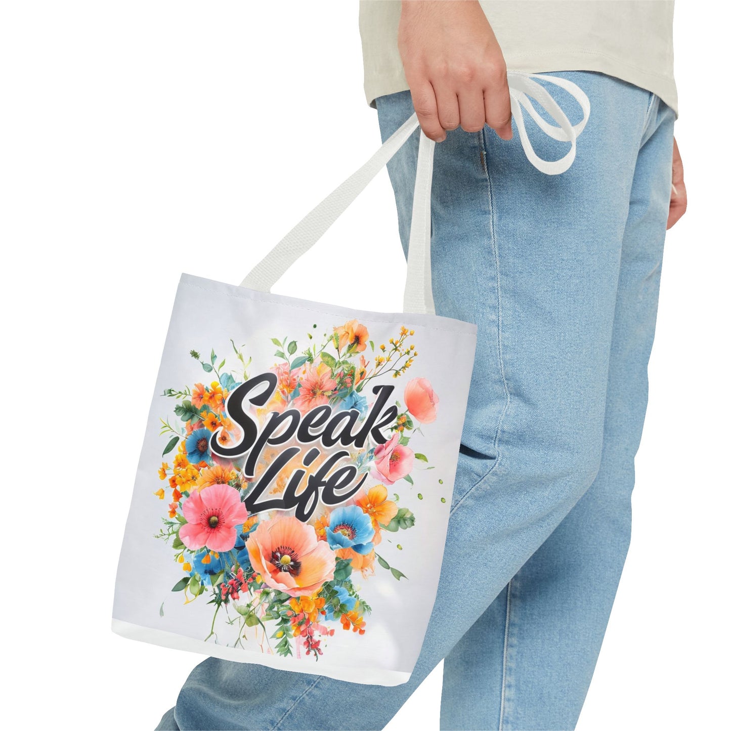 Floral Inspirational Tote Bag - 'Speak Life' Design, Motivational Gift, Carry-all Bag for Women, Eco-Friendly Shopping, Mother's Day, [...]