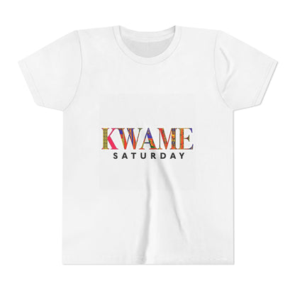 Colorful Kwame Saturday Youth Tee, Kids Celebration Shirt, Birthday Gift, Fun Day Outwear, Vibrant Short Sleeve Top