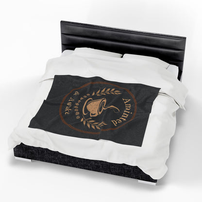 Cozy Velveteen Plush Blanket - Anointed & Awake, Coffee Lover Gift, Warm Home Decor, Ideal for Relaxation, Snuggle Up This Winter