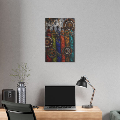 Abstract Tribal Figures Stretched Canvas Wall Art — Colorful African-Inspired Home Decor