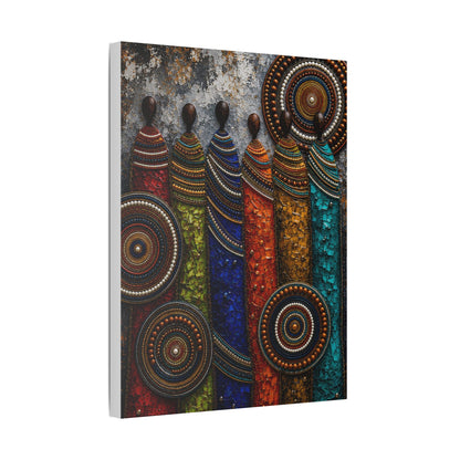 Abstract Tribal Figures Stretched Canvas Wall Art — Colorful African-Inspired Home Decor