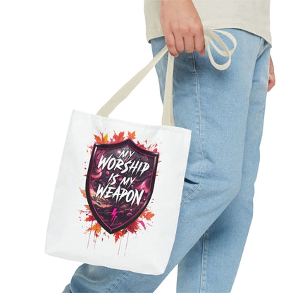My Worship Is My Weapon Tote Bag - Inspirational Gift, Church Accessory, Spirituality, Everyday Use, Art Tote