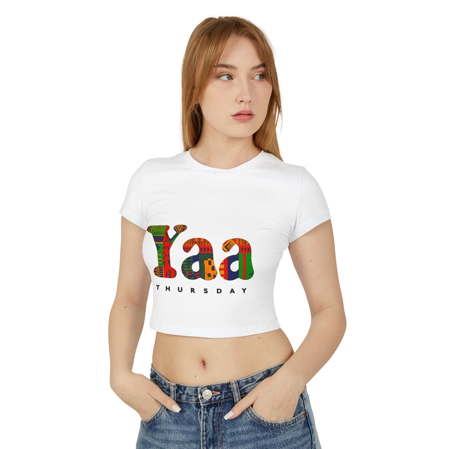 Colorful Yaa Thursday Women's Baby Tee, Cute Graphic Shirt, Motivational Crop Top, Gifts for Her, Everyday Wear, Trendy Fashion