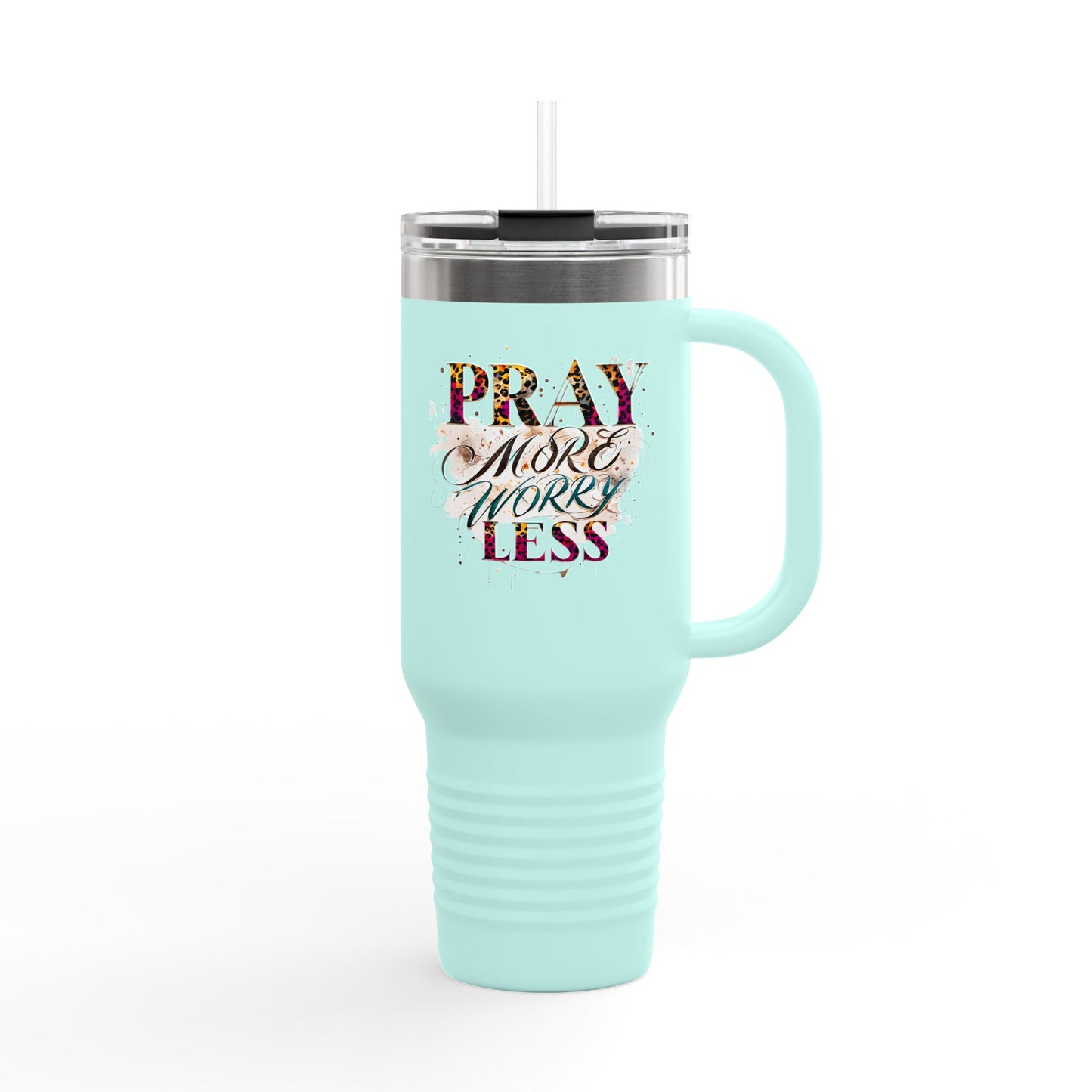 Pray More Worry Less Insulated Travel Mug, 40oz - Motivational Coffee Cup for On-the-Go, Perfect Gift for Teachers, Friends, and Self-Care
