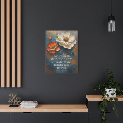 Floral Canvas Art Print, Inspirational Wall Decor for Home, Church, and Gift Giving, Christian Artwork, Meaningful Christian Gift