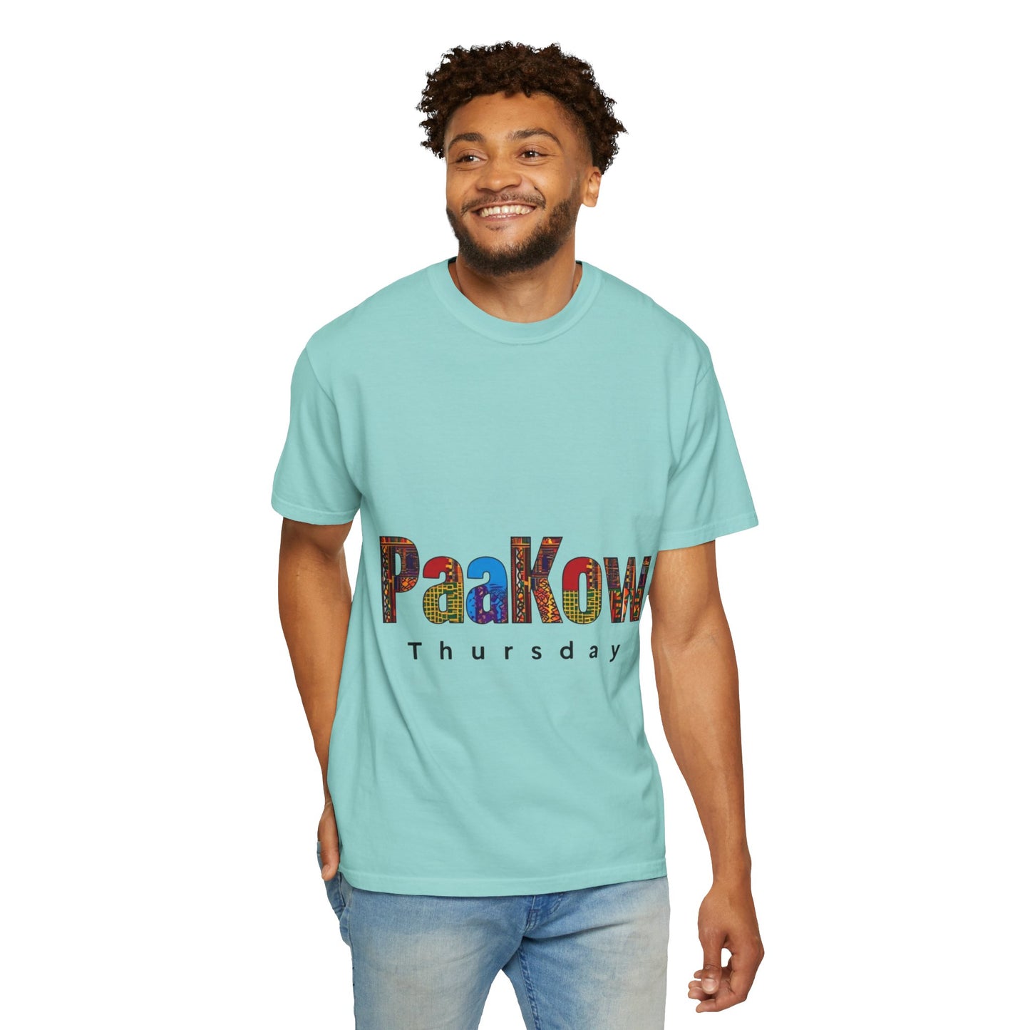 Garment-Dyed T-Shirt with 'PaaKow Thursday' Design, Unisex Casual Tee, Colorful Graphic Tee, Everyday Wear, Gift for Friends
