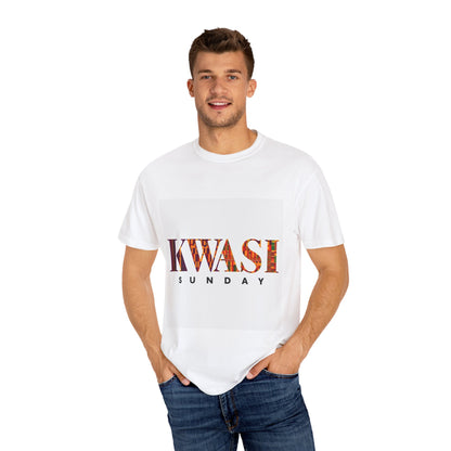 Kwasi Sunday Garment-Dyed Unisex T-Shirt, Vibrant African Print Tee, Casual Wear, Gift for Culture Enthusiasts, Celebration Apparel