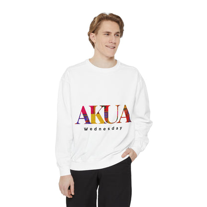 Garment-Dyed Sweatshirt with 'AKUA Wednesday' Design - Cozy Unisex Style, Perfect for Casual Wear, Gifts, and Everyday Comfort