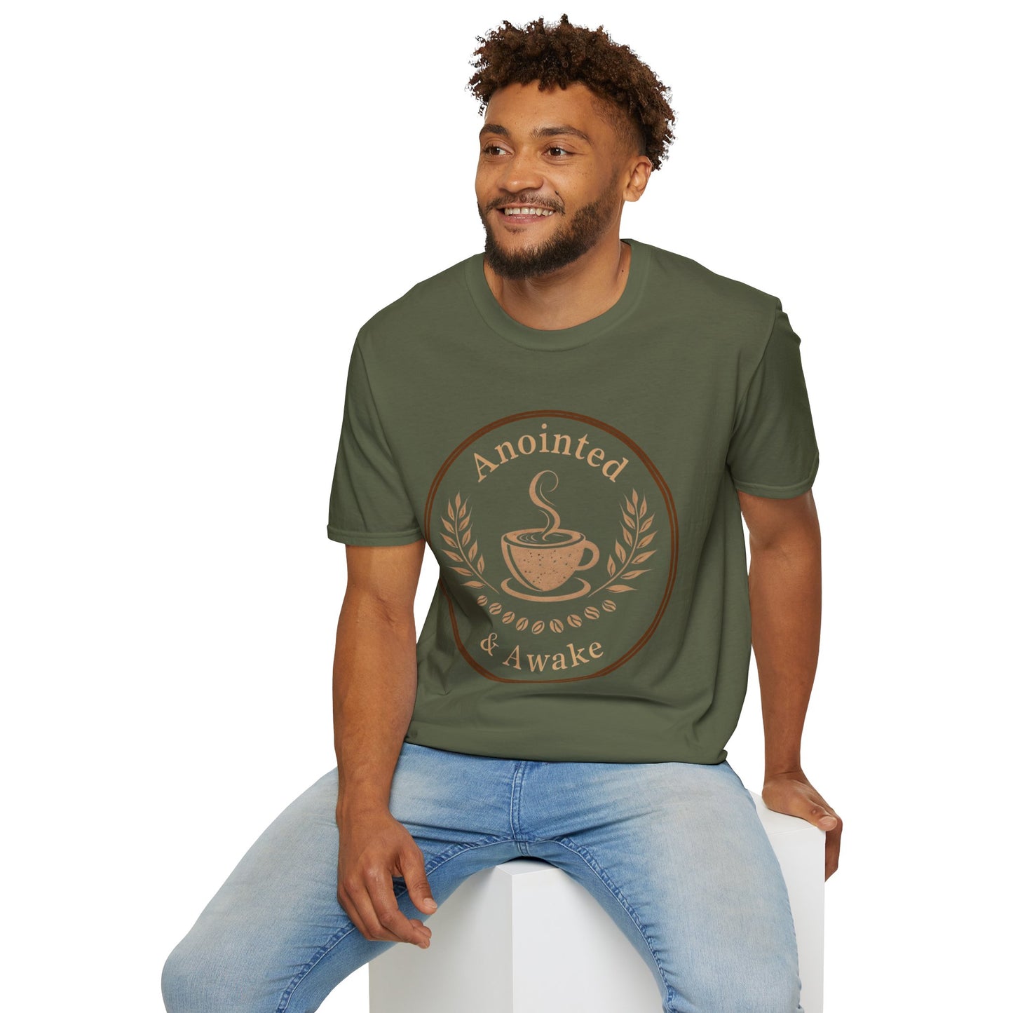 Anointed & Awake Coffee Lover T-Shirt, Unisex Tee, Gift for Coffee Enthusiasts, Casual Wear, Unique Coffee Shirt, Sip & Celebrate