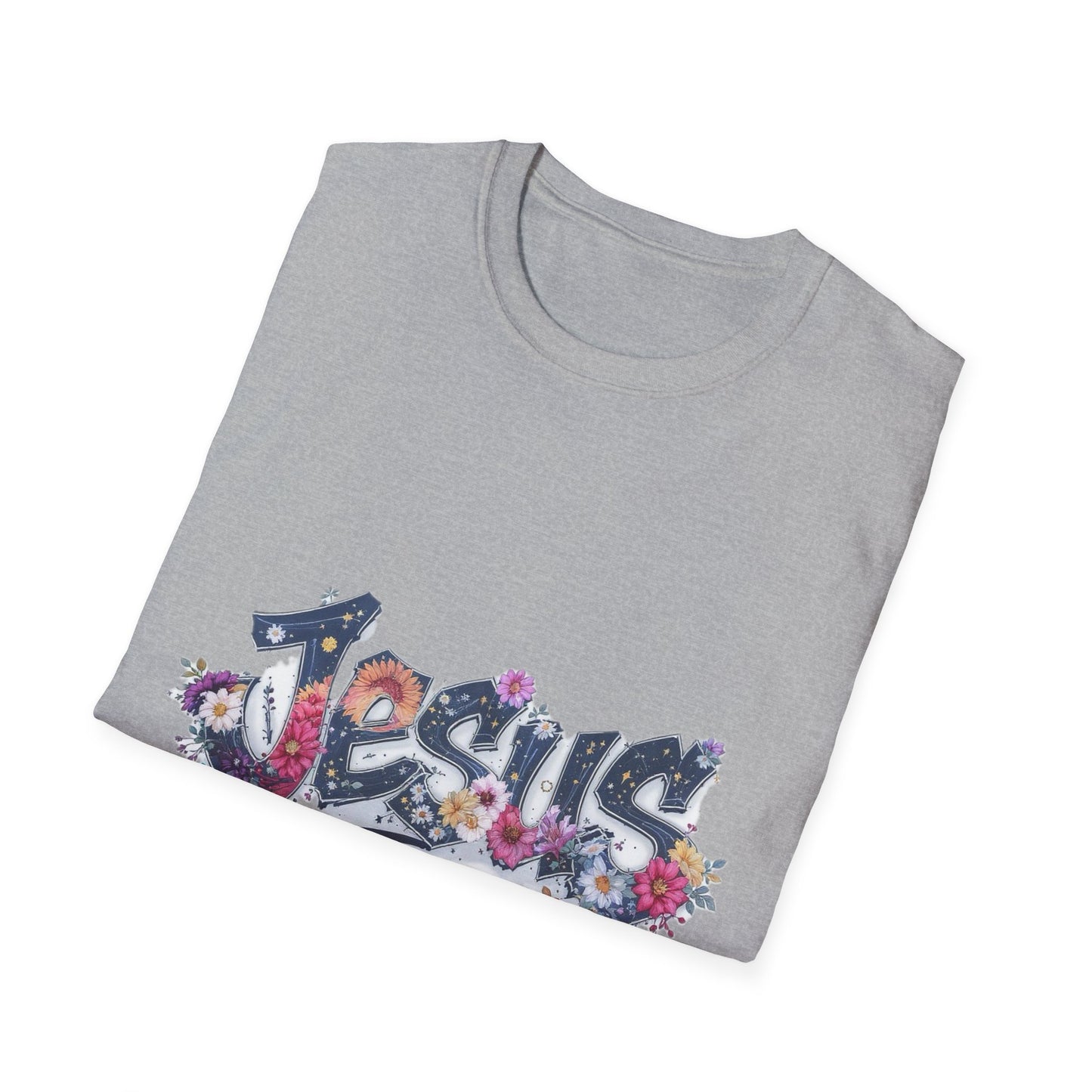Colorful Jesus Grafitti T-Shirt, Unisex Softstyle Tee, Casual Faith-Based Apparel, Christian Gift, Inspirational Shirt