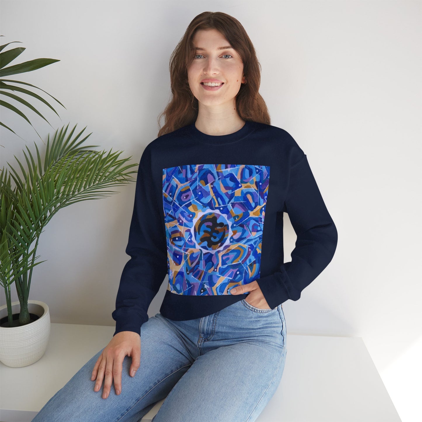 Artistic Kaleidoscope Crewneck Sweatshirt, Cozy Pullover for Art Lovers, Unique Gift for Birthdays, Gift for Artists, Casual Wear