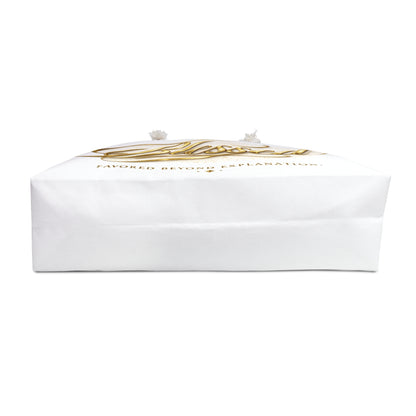 Blessed Weekender Bag — Gold Script 'Favored Beyond Explanation' Travel Tote