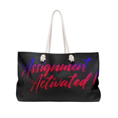 Assignment Activated Weekender Bag - Stylish Travel Tote, Graduation Gift, Motivational Fitness Bag, Beach Essential, Weekend Getaway Bag