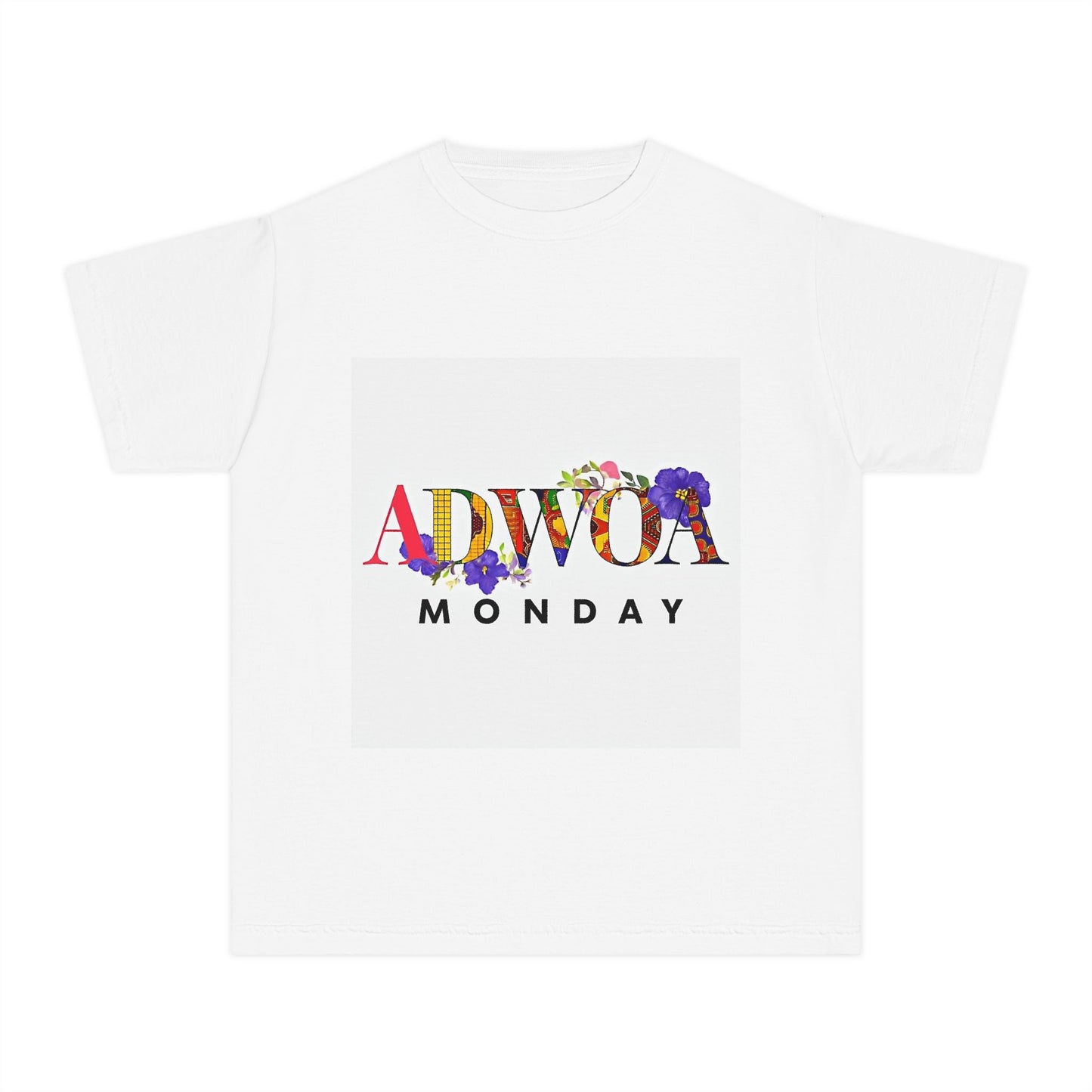 Floral Youth Tee with 'Adwoa Monday' Design - Perfect for Birthday Gifts, Casual Wear, Spring Fashion, Kids' Parties, and More!
