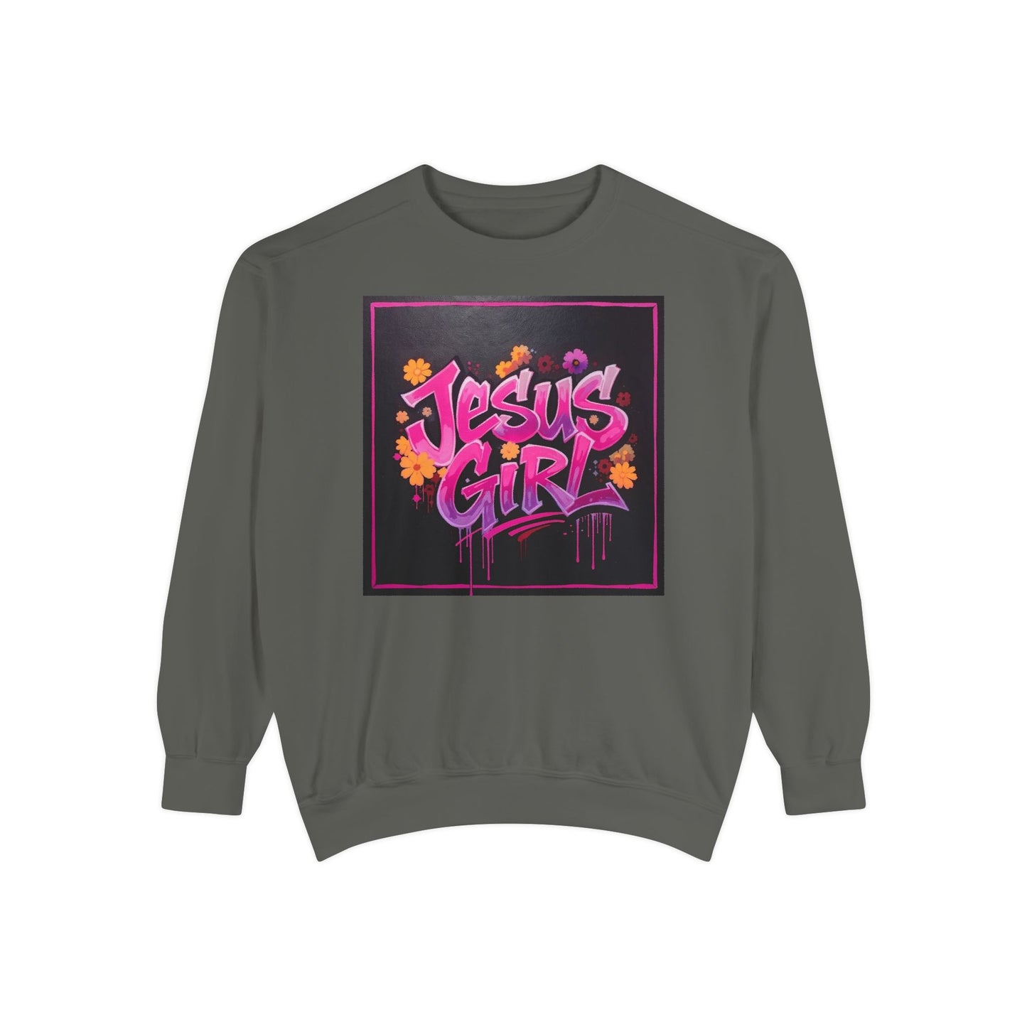 Jesus Girl Unisex Garment-Dyed Sweatshirt - Cozy Casual Wear, Perfect for Faith-Based Gifts, Church Events, and Everyday Comfort