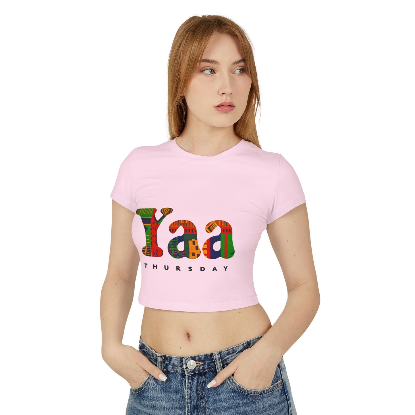 Colorful Yaa Thursday Women's Baby Tee, Cute Graphic Shirt, Motivational Crop Top, Gifts for Her, Everyday Wear, Trendy Fashion