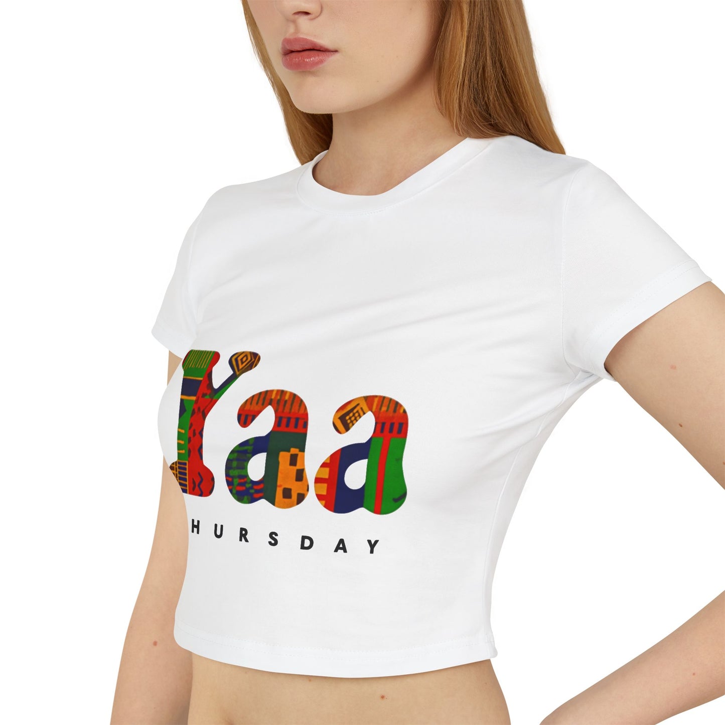 Colorful Yaa Thursday Women's Baby Tee, Cute Graphic Shirt, Motivational Crop Top, Gifts for Her, Everyday Wear, Trendy Fashion