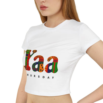 Colorful Yaa Thursday Women's Baby Tee, Cute Graphic Shirt, Motivational Crop Top, Gifts for Her, Everyday Wear, Trendy Fashion