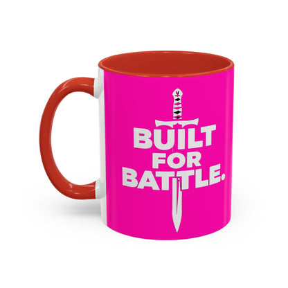 Built for Battle Accent Coffee Mug | Motivational Cup, Team Spirit, Gift for Fighters, Pink Mug, Unique Kitchenware