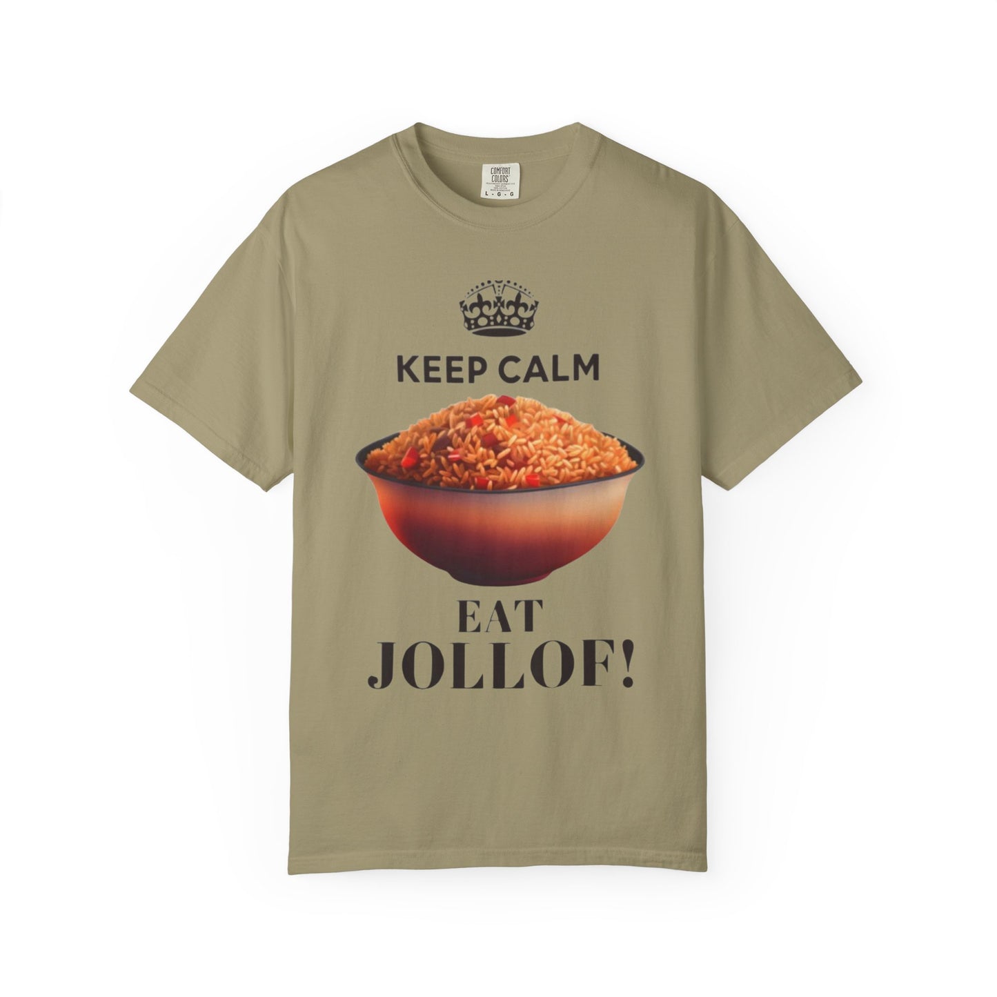 Keep Calm Eat Jollof T-Shirt, Unisex Fun Tee, Gift for Foodies, Casual Wear, Cultural Apparel, Summer Festival Shirt