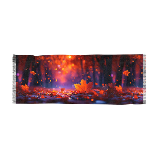 Autumn Leaves Light Scarf, Fall Fashion Accessory, Lightweight Wrap, Boho Scarf for Women, Seasonal Gift, Cozy Layering Piece