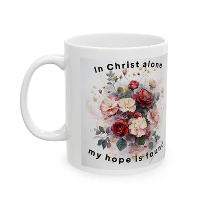 Floral Comfort Ceramic Mug, Coffee Cup Gift for Dog Lovers, Inspirational Mug for Birthdays, Housewarming, Pet Memorial