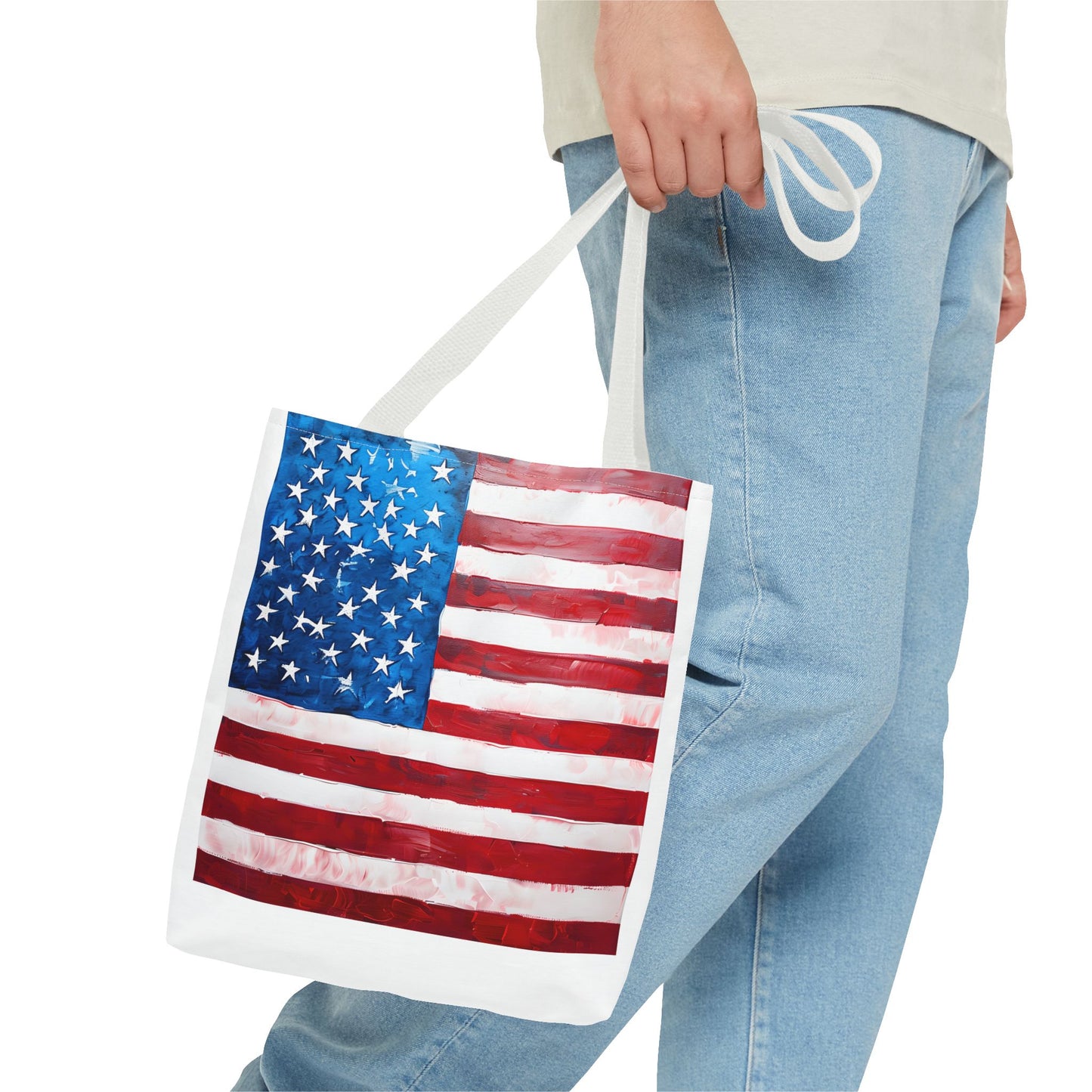 Patriotic Tote Bag, American Flag Tote, Eco-Friendly Shopping Bag, Summer Picnic Tote, USA Independence Day Gift