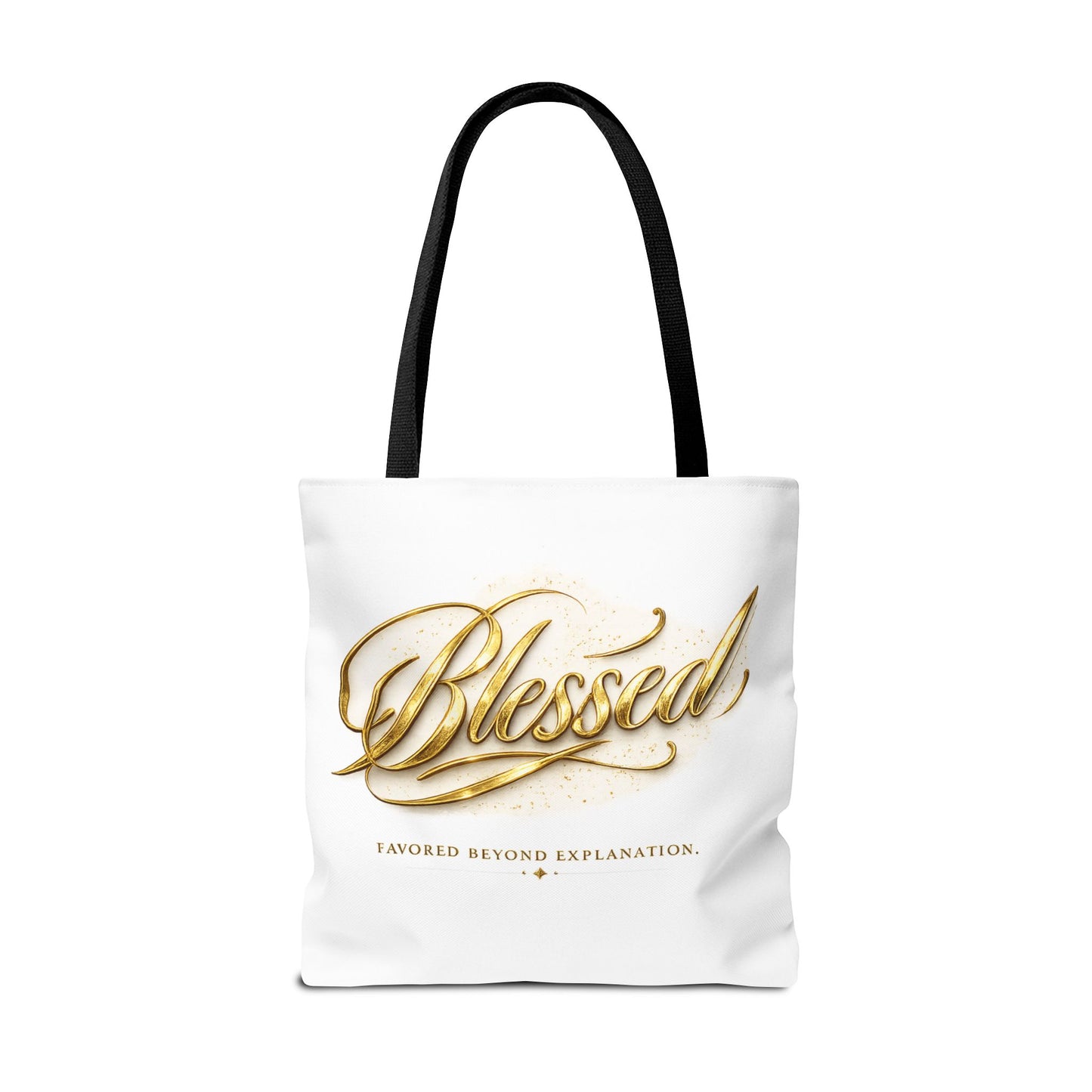 Blessed Gold Script Tote Bag – Inspirational Faith Canvas Grocery Bag