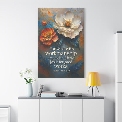 Floral Canvas Art Print, Inspirational Wall Decor for Home, Church, and Gift Giving, Christian Artwork, Meaningful Christian Gift