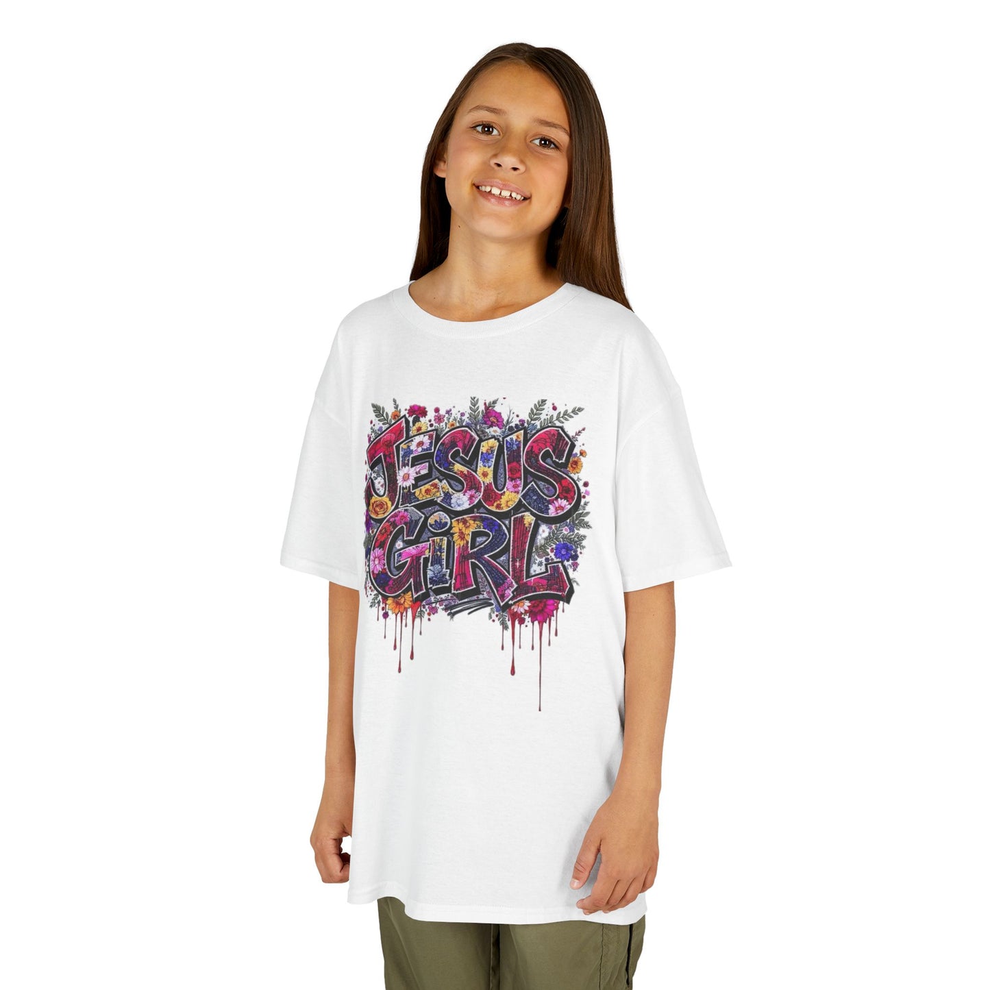 Jesus Girl Graffiti Kids Tee, Youth Graphic Shirt, Fun Faith-Based Tee, Cool Christian Apparel, Perfect Gift for Girls