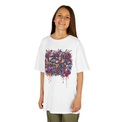 Jesus Girl Graffiti Kids Tee, Youth Graphic Shirt, Fun Faith-Based Tee, Cool Christian Apparel, Perfect Gift for Girls