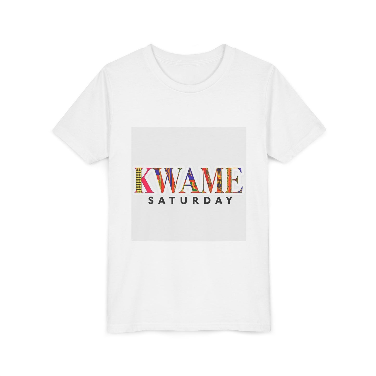 Colorful Kwame Saturday Youth Tee, Kids Celebration Shirt, Birthday Gift, Fun Day Outwear, Vibrant Short Sleeve Top