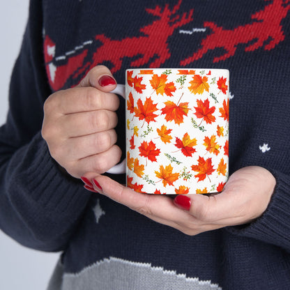 Autumn Leaves Ceramic Mug, Fall Coffee Cup, Thanksgiving Gift, Cozy Home Decor, Seasonal Drinkware