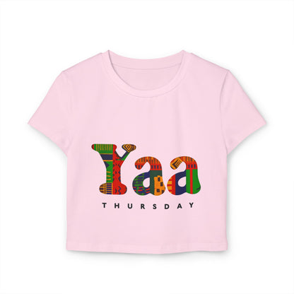 Colorful Yaa Thursday Women's Baby Tee, Cute Graphic Shirt, Motivational Crop Top, Gifts for Her, Everyday Wear, Trendy Fashion
