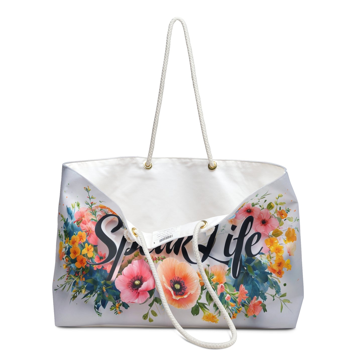 Floral Inspirational Weekender Bag - Tote for Travel, Gym, Beach, Weekend Getaway, Speak Life Design