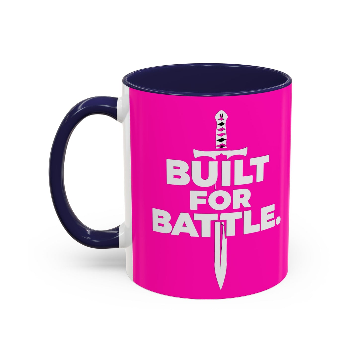 Built for Battle Accent Coffee Mug | Motivational Cup, Team Spirit, Gift for Fighters, Pink Mug, Unique Kitchenware