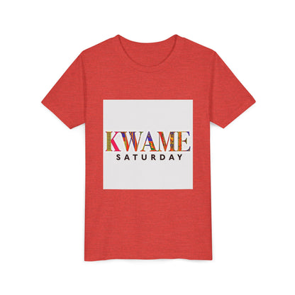 Colorful Kwame Saturday Youth Tee, Kids Celebration Shirt, Birthday Gift, Fun Day Outwear, Vibrant Short Sleeve Top