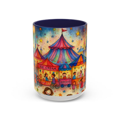 Whimsical Carnival Mug with Colorful Fairground Design, Perfect for Coffee Lovers, Gifts for Festivals, Cute Art Mug, Tea Cup