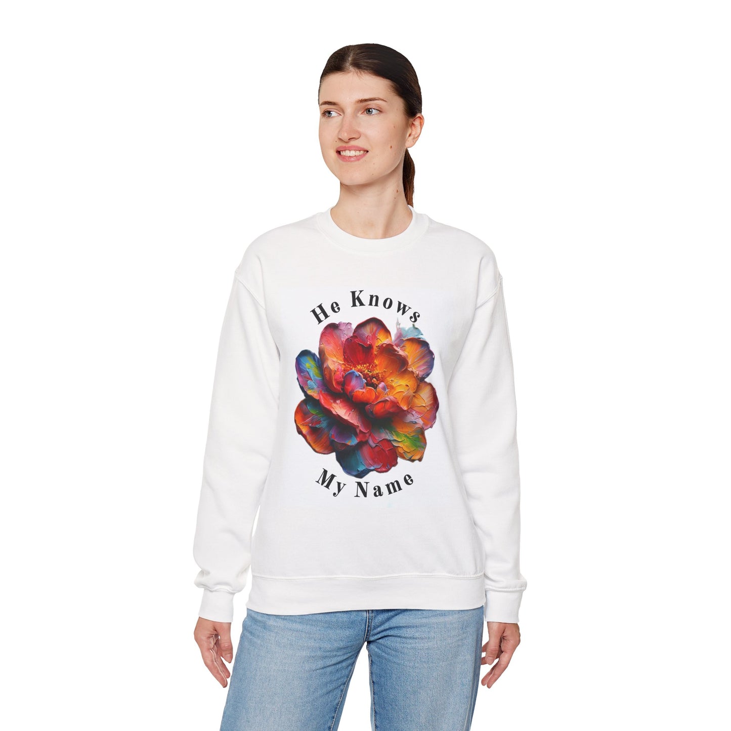 Floral Crewneck Sweatshirt - "He Knows My Name" Inspirational Gift, Cozy Layering, Spring Fashion, Ideal for Self-Care Days, Perfect [...]