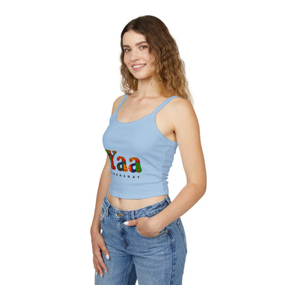 Colorful 'Yaa Thursday' Women's Spaghetti Strap Tank Top, Casual Summer Apparel, Graphic Tees, Festival Fashion, Bohemian Style